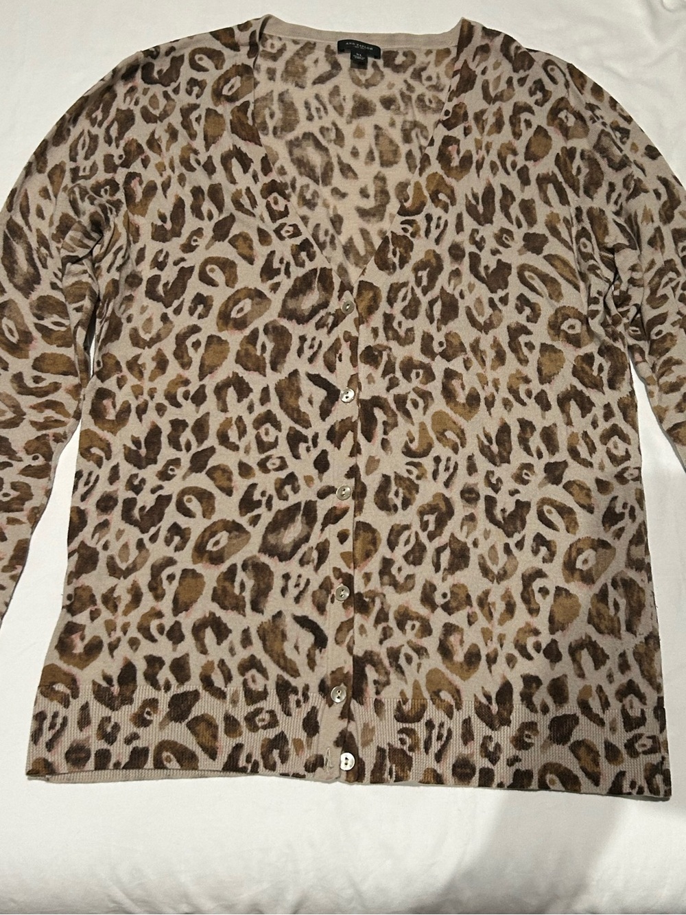 Ann Taylor Leopard Print Button Down Cardigan XL